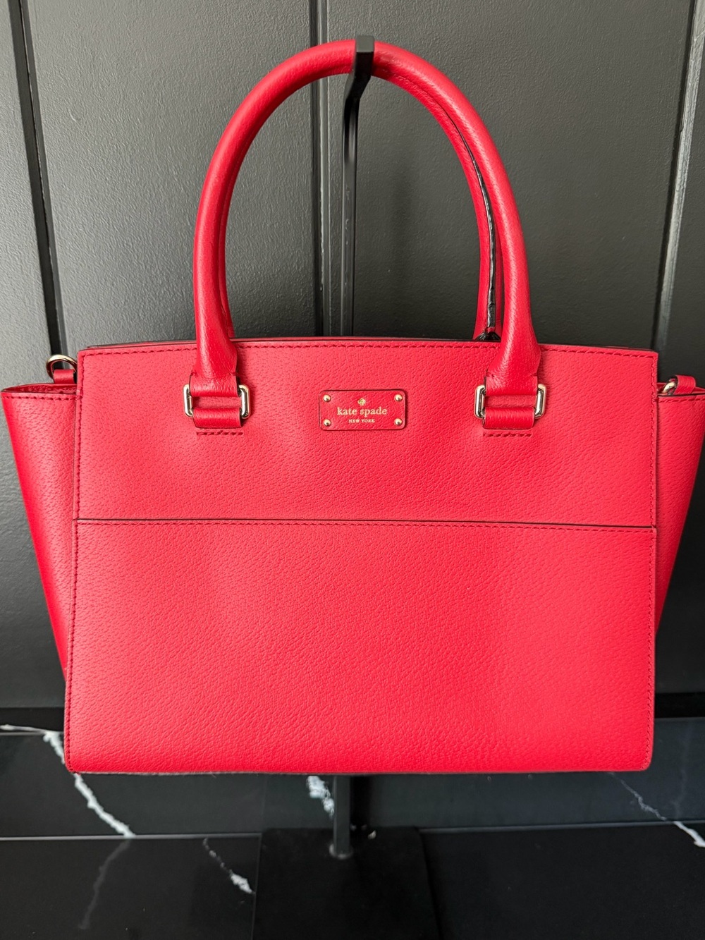 Kate Spade New York Red Pebbled Leather Satchel Tote Bag